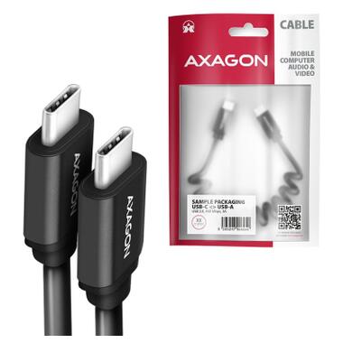 Дата кабель USB-C to USB-C 0.6m 60W black AXAGON (BUCM-CM10TB) фото №2