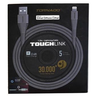 Кабель USB Lightning Tornado ToughLink (1m / 2.4A) Black фото №1