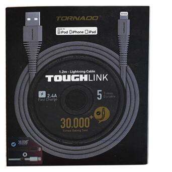 Кабель USB Lightning Tornado ToughLink (1m / 2.4A) Black фото №2
