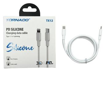 Кабель USB Type-C на Lightning Tornado TX12 Silicone (1m / 3.0A / PD20W) White фото №2