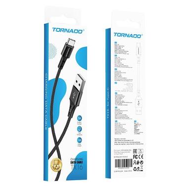 Кабель USB Type-C TORNADO TX16 (1m / 3A) Black фото №1