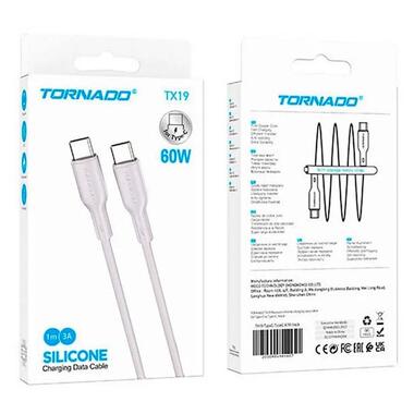 Кабель USB Type-C на Type-C TORNADO TX19 (60W / 3A) White фото №2