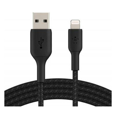 Дата кабель Belkin USB-A - Lightning, BRAIDED 1 м, Black (CAA002BT1MBK) фото №1