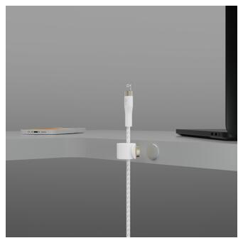 Дата кабель Belkin USB-A - Lightning кручений силіконовий, на магніті 1 м White (CAA010BT1MWH) фото №4