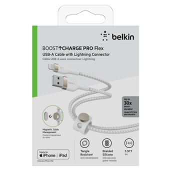 Дата кабель Belkin USB-A - Lightning кручений силіконовий, на магніті 1 м White (CAA010BT1MWH) фото №2
