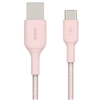 Кабель Belkin Braided+Strap USB - USB-C, 1.5 м Pink (F2CU075-05-C00-OEM) фото №1