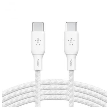 Дата кабель Belkin USB-С - USB-С кручений 100W 2 м White (CAB014BT2MWH) фото №1