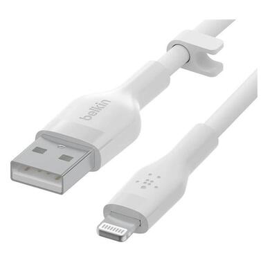 Дата кабель Belkin USB-A - Lightning 2 м силіконовий з кліпсою білий (CAA008BT2MWH) фото №1