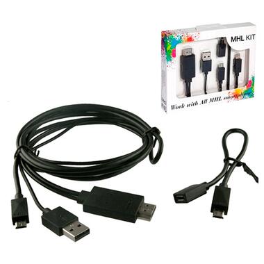 Кабель USB MHL Kit, перехідник з MicroUSB на HDMI 5+11pin 2в1 фото №1