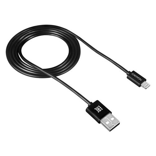 Кабель Canyon USB - Lightning 1m Black (CNE-CFI1B) фото №1