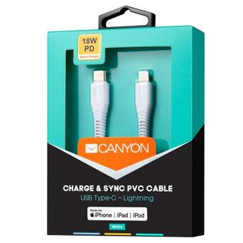Дата кабель Canyon USB Type C - Lightning MFI 1.2 м White (CNS-MFIC4W) фото №3