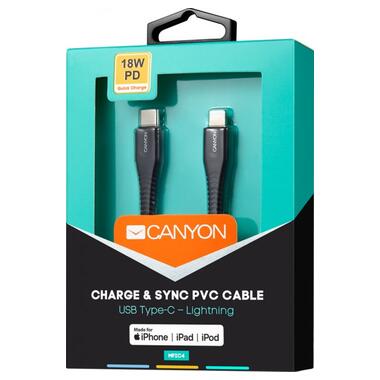 Дата кабель Canyon USB Type C - Lightning MFI 1.2 м Black (CNS-MFIC4B) фото №3