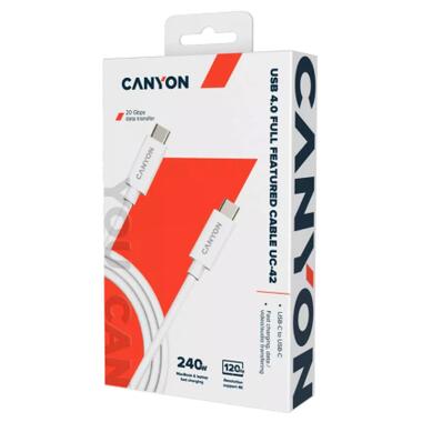 Дата кабель Canyon UC-42 USB Type-C - USB Type-C 20 G 5 A 240 W, E-MARK 2 м White (CNS-USBC42W) фото №2