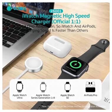 Зарядний кабель COTECi Magnetic High Speed ​​Charger 1M (26001) для Apple Watch фото №2