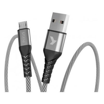 Дата-кабель USB Pixus 2.0 AM to Micro 5P 1.0m Flex Grey (4897058531145) фото №1