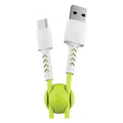 Кабель USB Pixus 2.0 AM to Type-C 1.0m Soft White/Lime (4897058531169) фото №1