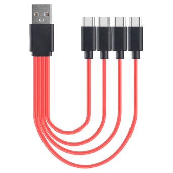 Кабель живлення USB Soshine AM-4xTypeC, 0.2m, 2.4A, Red, 4 виходи фото №3