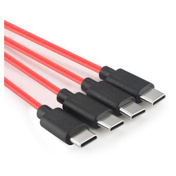 Кабель живлення USB Soshine AM-4xTypeC, 0.2m, 2.4A, Red, 4 виходи фото №5