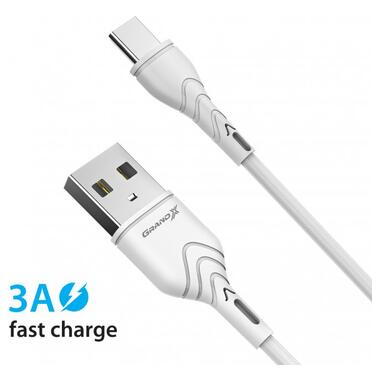 Дата кабель USB 2.0 AM to Type-C 1.0m White Grand-X (PC-03W) фото №2