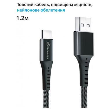 Дата кабель USB 2.0 AM to Type-C 1.2m Black Grand-X (FC-12B) фото №2