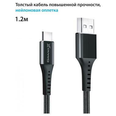 Дата кабель USB 2.0 AM to Type-C 1.2m Black Grand-X (FC-12B) фото №3