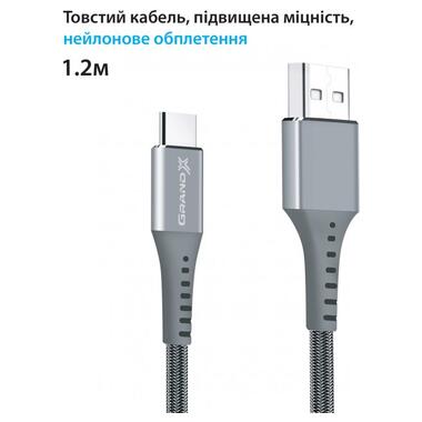 Дата кабель USB 2.0 AM to Type-C 1.2m Grey Grand-X (FC-12G) фото №2