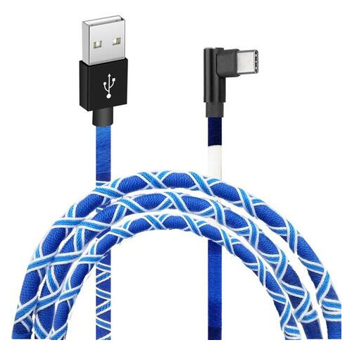 Кабель Grand-X USB-USB-С White/Blue (FC-08WB) фото №1