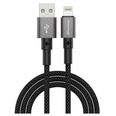 Дата кабель USB 2.0 AM to Lightning 1.0m 2.4A black Grand-X (PL-08B) фото №1