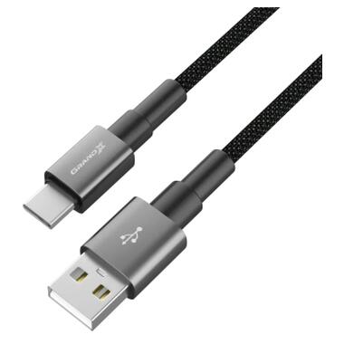 Дата кабель USB 2.0 AM to USB-C 1.0m 3A nylon black Grand-X (PC-08B) фото №3