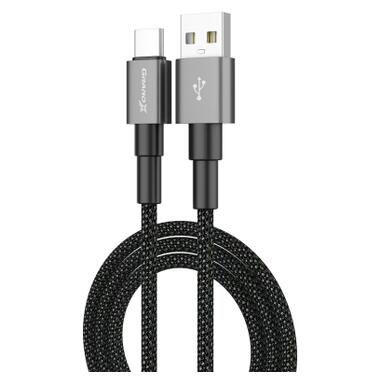 Дата кабель USB 2.0 AM to USB-C 1.0m 3A nylon black Grand-X (PC-08B) фото №2