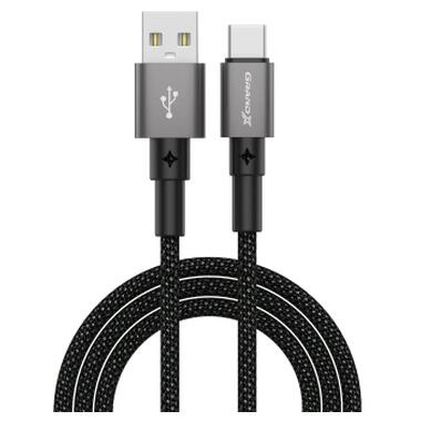 Дата кабель USB 2.0 AM to USB-C 1.0m 3A nylon black Grand-X (PC-08B) фото №1