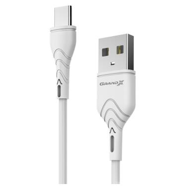 Дата кабель USB 2.0 AM to USB-C 2.0m 2.4A white Grand-X (PC-02W) фото №1