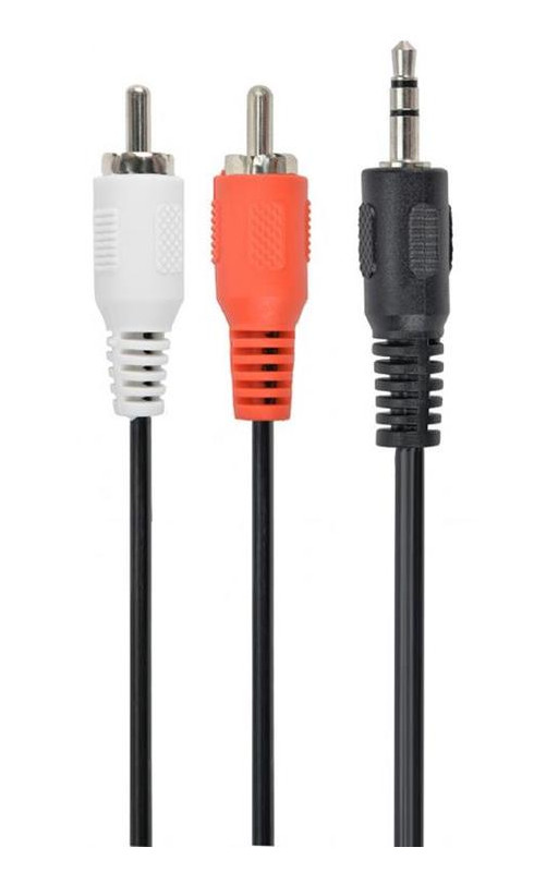 Аудіо кабель Cablexpert 3.5 мм - 2 x RCA 1.5 м чорний (CCAB-458) фото №1