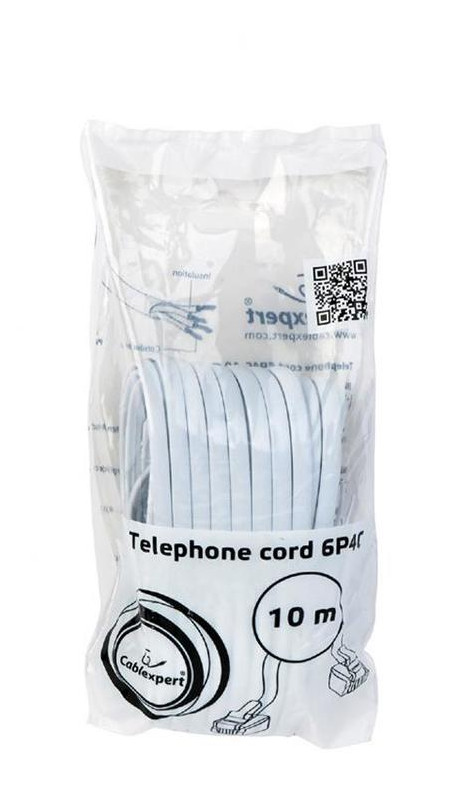 Кабель телефонний Cablexpert 10 м сірий (TC6P4C-10M CCA 6P4C) фото №2