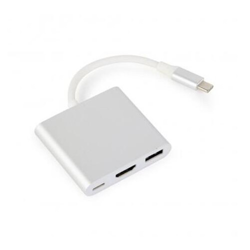 Адаптер Cablexpert USB-C - HDMI - USB - USB-C сріблястий (A-CM-HDMIF-02-SV) фото №1