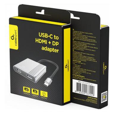 Переходник USB-C M to HDMI F + DisplayPort F 4K60Hz Cablexpert (A-CM-HDMIFDPF-01) фото №5