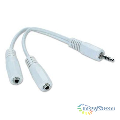 Аудіо кабель Cablexpert Jack 3.5 мм папа / 2 x Jack 3.5 мм мама 0.1 м (CCA-415W) фото №1