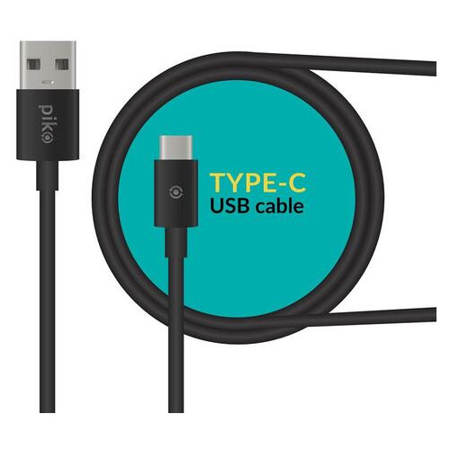 Кабель Piko CB-UT12 USB-USB Type-C 2м Black (1283126493850) фото №1