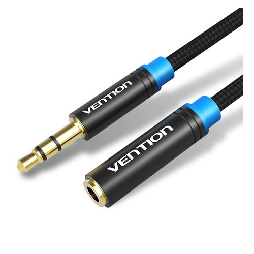 Кабель Vention Audio 3.5 mm M - 3.5 mm F 0.5 m Black (VAB-B06-B050-M) фото №1