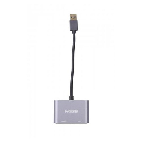 Адаптер-перехідник Maxxter USB-HDMIхVGA сірий (V-AM-HDMI-VGA) фото №3