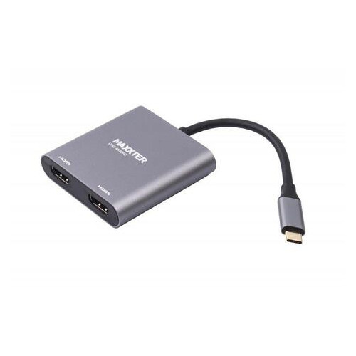 Адаптер-переходник Maxxter USB-C-2хHDMI серый (V-CM-2HDMI)
