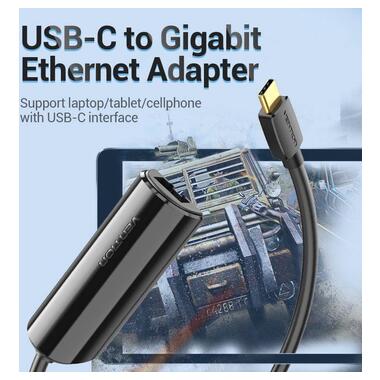 Перехідник USB3.1 Type-C --> Ethernet RJ45 1000 Mb Gigabit Vention (CFBBB) фото №9
