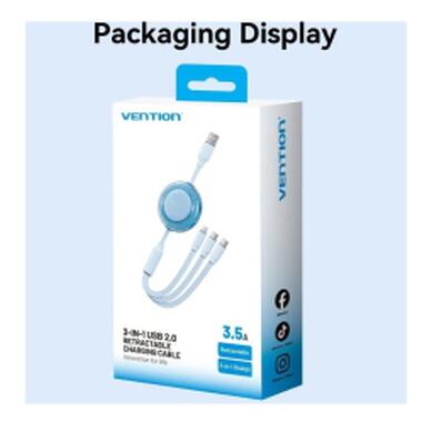 Дата кабель USB 2.0 AM to 2xUSB-C + Lightning 1.0m 3.5A retractable Vention (TRJBBE) фото №4