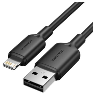 Дата кабель USB 2.0 AM to Lightning 1.0m 2.4A black Vention (LAMBF) фото №1