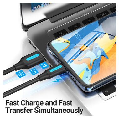 Дата кабель USB 2.0 AM to Micro 5P 1.0m 3A black Vention (COLBF) фото №5