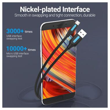 Дата кабель USB 2.0 AM to Micro 5P 1.0m 3A black Vention (COLBF) фото №6