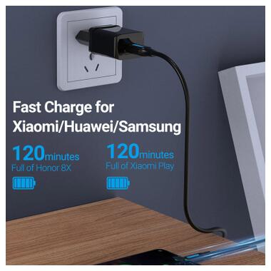 Дата кабель USB 2.0 AM to Micro 5P 1.0m 3A black Vention (COLBF) фото №3