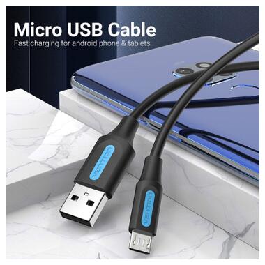 Дата кабель USB 2.0 AM to Micro 5P 1.0m 3A black Vention (COLBF) фото №2