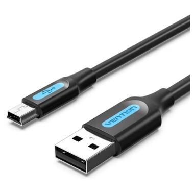Дата кабель USB 2.0 AM to Mini 5P 2.0m black Vention (COMBH) фото №1