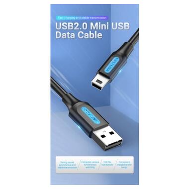 Дата кабель USB 2.0 AM to Mini 5P 2.0m black Vention (COMBH) фото №4
